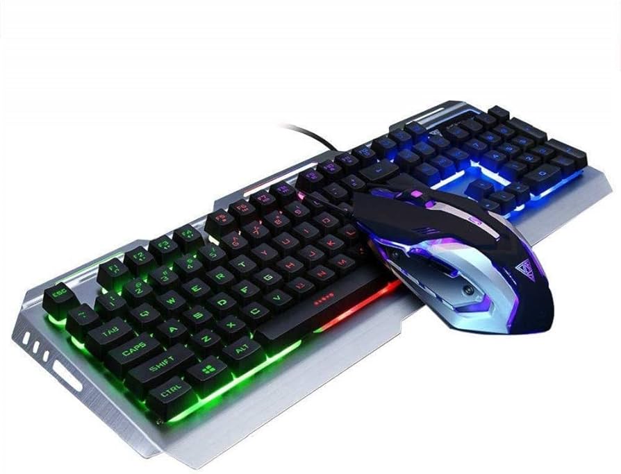 rainbowKeyboard&Trackpad用パームレスト&ベース優黒 Amazon.com: Wired Gaming Keyboard and Mouse Combo,RGB Raibow